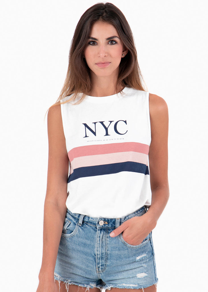 Camiseta estampada "NYC" para mujer - Flashy