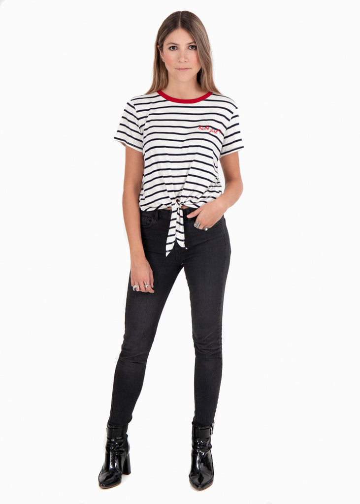 Camiseta rayas bordado para mujer - Flashy
