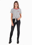 Camiseta rayas bordado para mujer - Flashy
