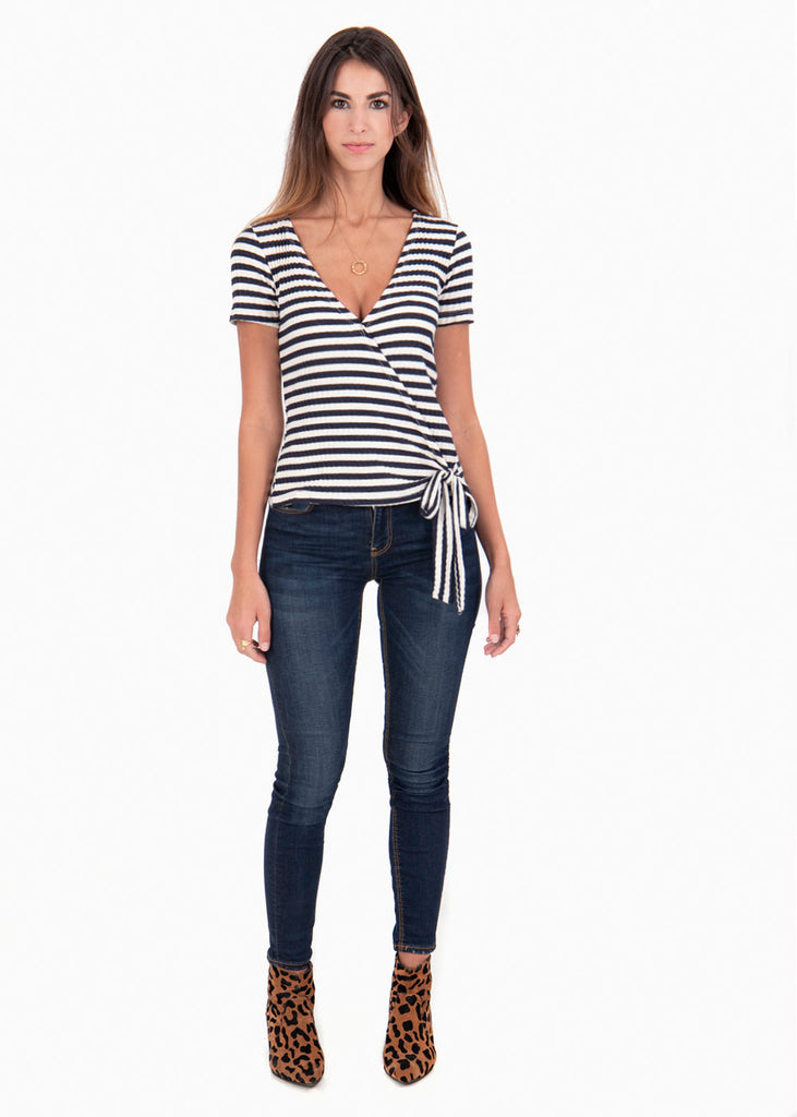 Blusa cruzada rayas para mujer - Flashy