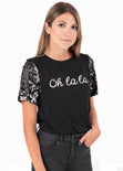 Camiseta estampada "Oh la la"  para mujer flashy