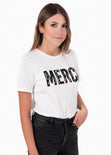 Camiseta estampada "Merci" para mujer - Flashy