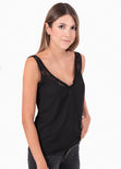 Blusa con escote de encaje para mujer - Flashy