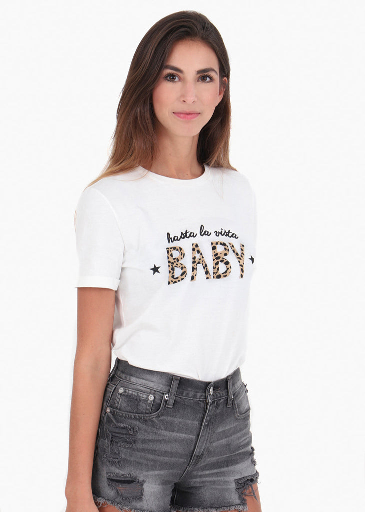 Camiseta estampada "Hasta la vista baby" para mujer flashy