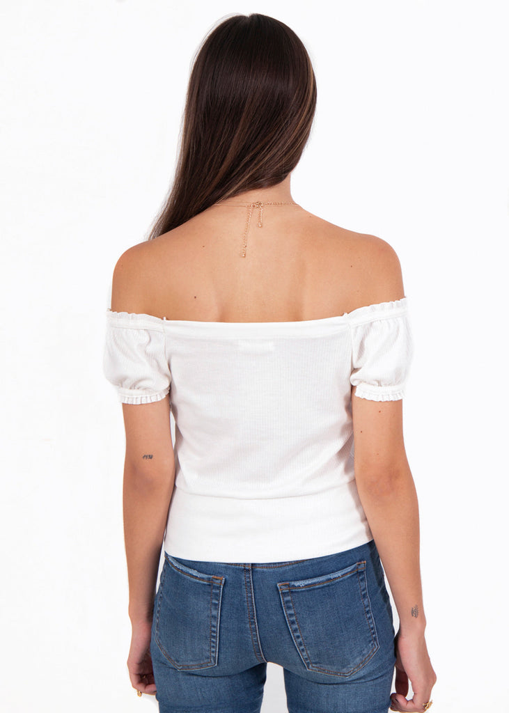 Blusa off shoulder recogido en manga para mujer - Flashy