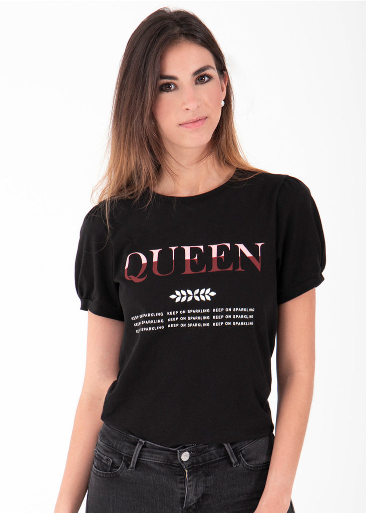 Camiseta estampada "Queen" para mujer - Flashy