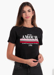 Camiseta estampada "Amour" color negro para mujer - Flashy