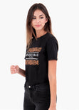 Camiseta color negro estampada " Beverly Hills" para mujer flashy