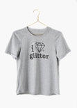 Camiseta estampada "I Love Glitter" color gris para mujer - Flashy