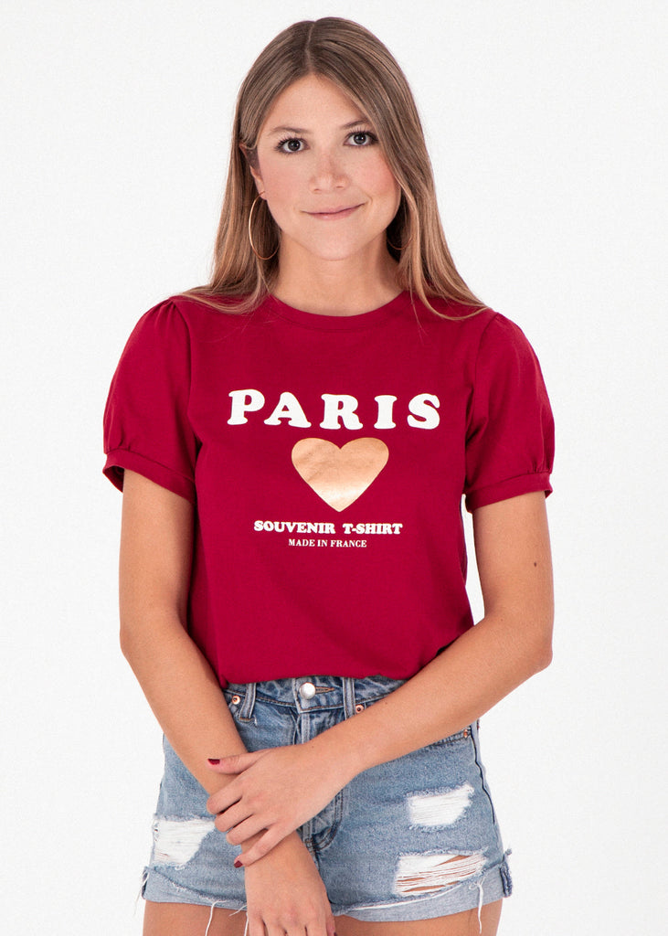 Camiseta estampada "Paris" color rojo para mujer - Flashy