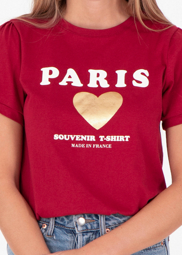 Camiseta estampada "Paris" color rojo para mujer - Flashy