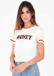 Camiseta estampada "Honey" color blanco para mujer - Flashy