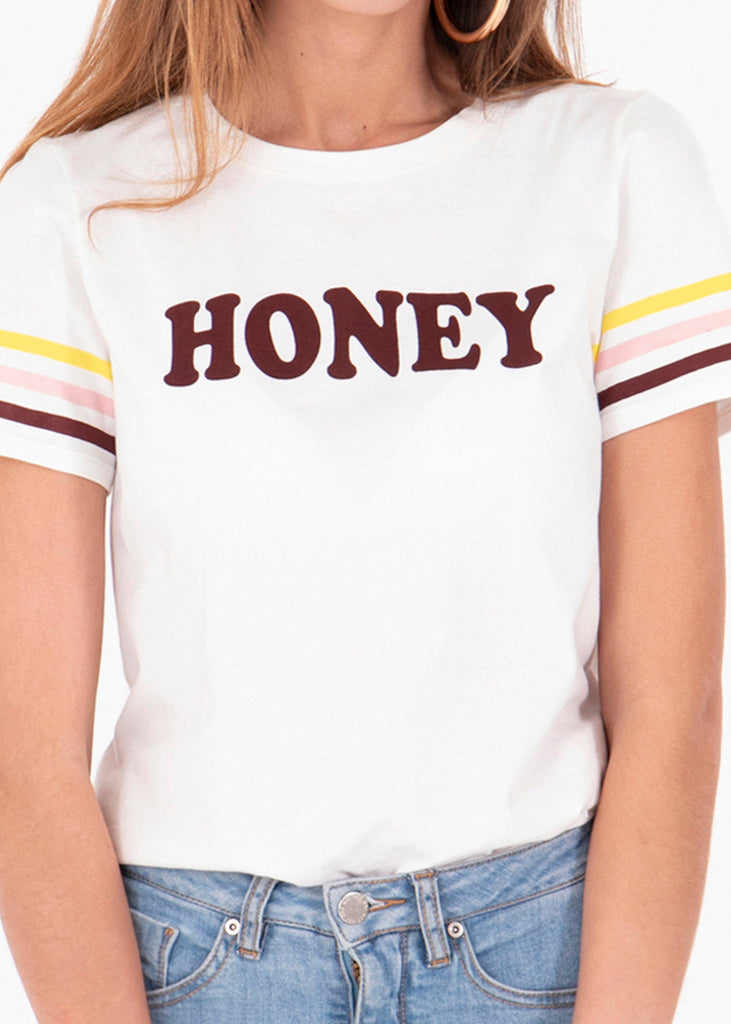 Camiseta estampada "Honey" color blanco para mujer - Flashy