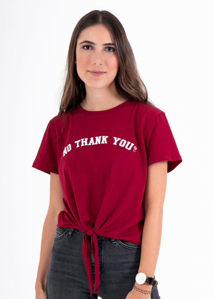 Camiseta estampada "No Thank You" para mujer flashy
