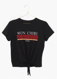 Camiseta color negro estampada "Mon Cherie" para mujer flashy