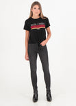 Camiseta color negro estampada "Mon Cherie" para mujer flashy