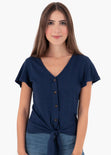 Camiseta anudada con botones de pasta para mujer - Flashy