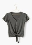 Camiseta anudada con botones de pasta para mujer - Flashy