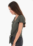 Camiseta anudada con botones de pasta para mujer - Flashy