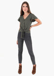 Camiseta anudada con botones de pasta para mujer - Flashy