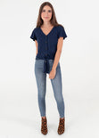 Camiseta anudada con botones de pasta para mujer - Flashy