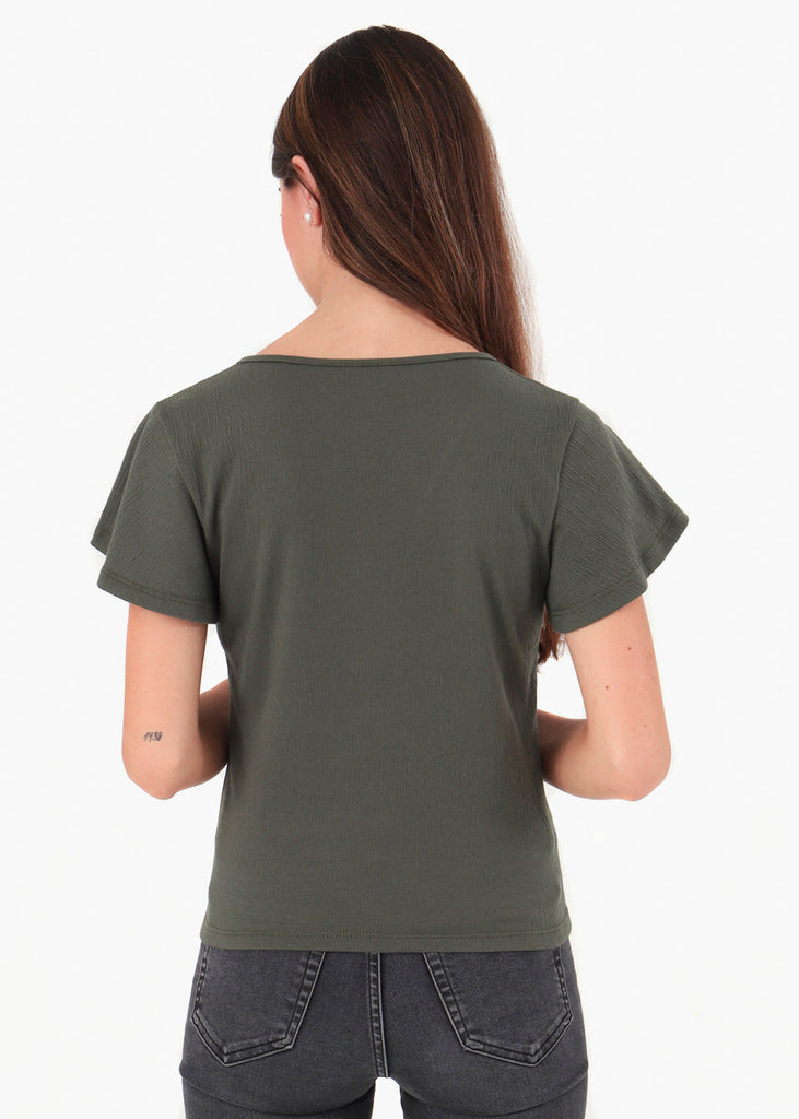 Camiseta anudada con botones de pasta para mujer - Flashy