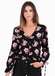 Blusa de flores con botones de pasta para mujer - Flashy