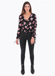 Blusa de flores con botones de pasta para mujer - Flashy