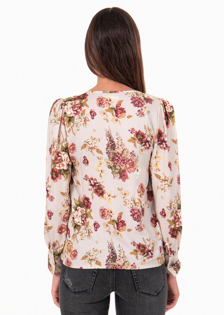Blusa flores manga larga para mujer - Flashy