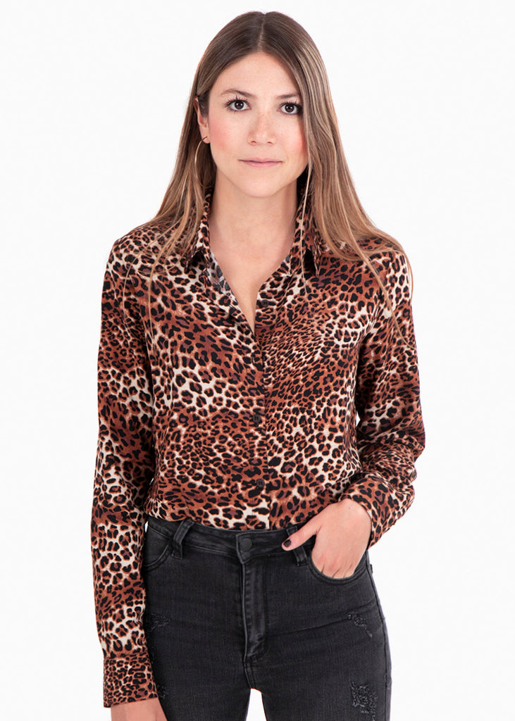 Blusa leopardo manga larga para mujer - Flashy