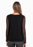Blusa cruzada con detalle de malla en mangas para mujer - Flashy
