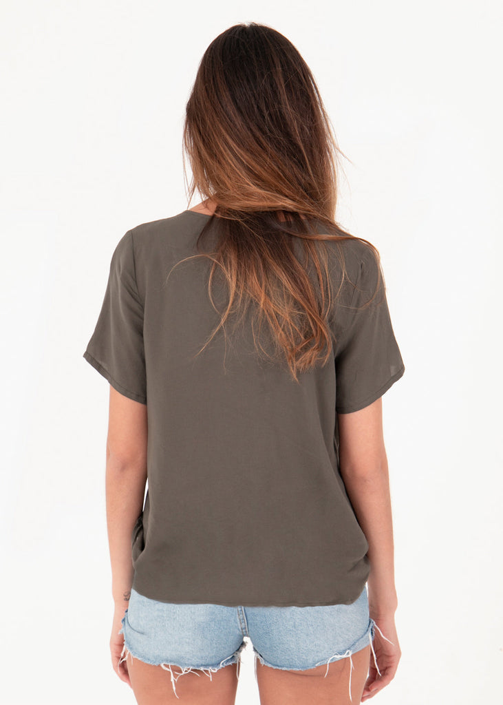 Blusa cruzada con detalle en escote para mujer - Flashy