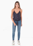 Blusa estampada de tiras con detalle nudo para mujer - Flashy
