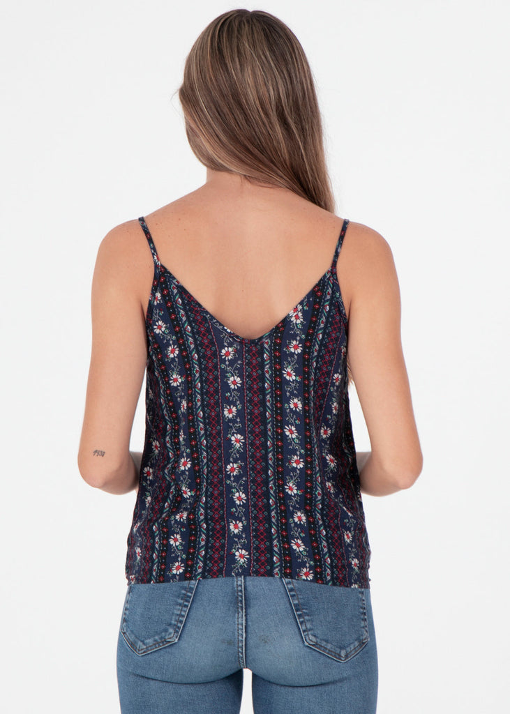 Blusa estampada de tiras con detalle nudo para mujer - Flashy
