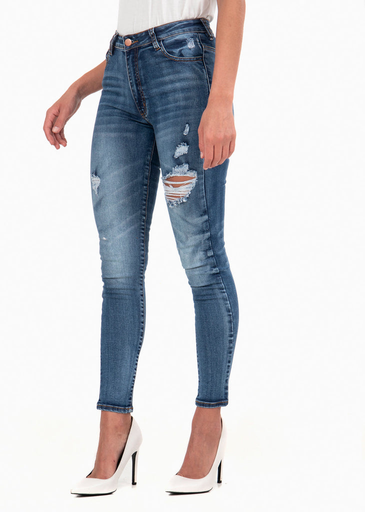 Jean tiro medio skinny para mujer - Flashy