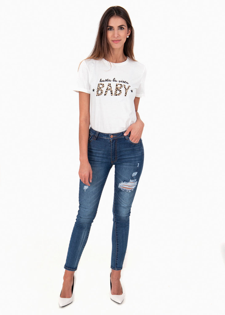 Jean tiro medio skinny para mujer - Flashy