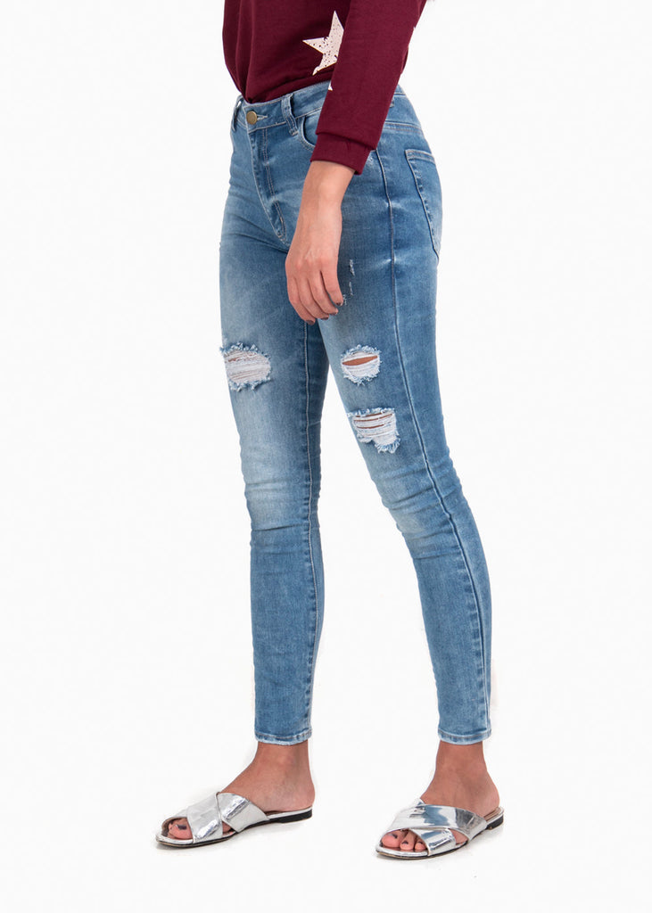 Jean tiro medio skinny para mujer - Flashy