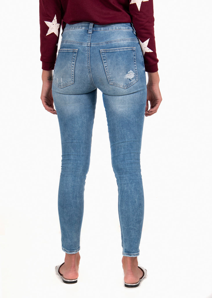 Jean tiro medio skinny para mujer - Flashy