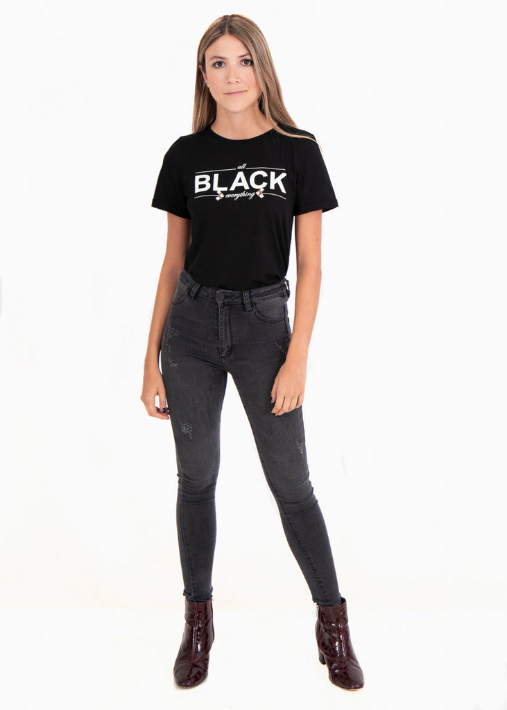 Camiseta estampada "Black" para mujer - Flashy