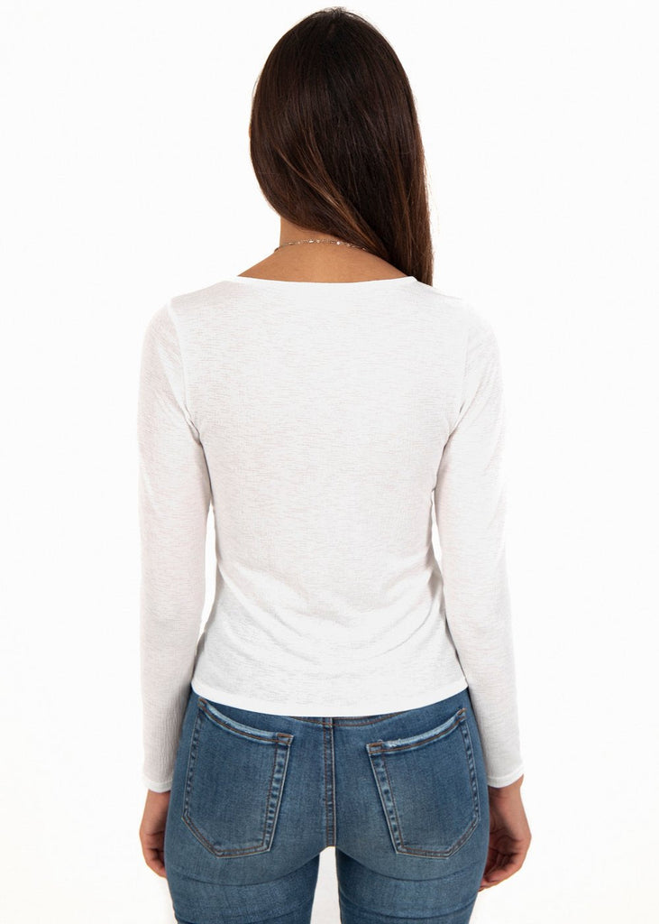 Blusa blanca con hebilla para mujer - Flashy