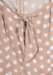 Blusa con anudado en escote y estampado de puntos para mujer - Flashy
