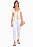 Blusa con escote cuadrado y anudados en frente para mujer - Flashy