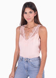 Blusa con escote de encaje para mujer - Flashy