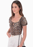 Blusa con estampado de animal print y escote cuadrado para mujer - Flashy