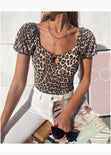 Blusa con estampado de animal print y escote cuadrado para mujer - Flashy