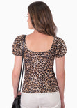 Blusa con estampado de animal print y escote cuadrado para mujer - Flashy