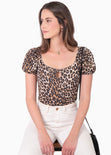 Blusa con estampado de animal print y escote cuadrado para mujer - Flashy