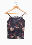 Blusa con estampado de flores y encaje en escote para mujer - Flashy