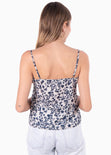 Blusa con estampado de flores y encaje en escote para mujer - Flashy