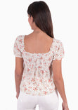 Blusa con estampado de flores y mangas embombadas para mujer - Flashy